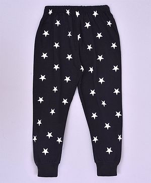 Kiwi Cotton Knit Stars Printed Lounge Pant - Black