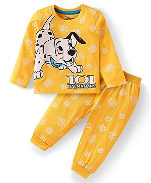 Babyhug Disney Single Jersey Knit Full Sleeves Night Suit With 101 Dalmatians Graphics - Yellow