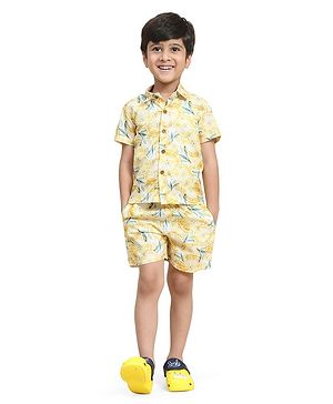 FUNNY BONES Half Sleeves Lemons Printed Coordinating Shirt & Shorts Set - Lemon Yellow