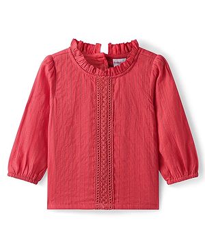 Babyhug Woven Full Sleeves Solid Colour Top - Red