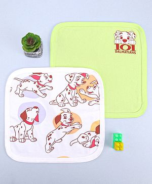 Babyoye Disney  Hand & Face Towel  With 101 Dalmatians Graphic  Pack of 2 L 28 x B 28 cm - Multicolor