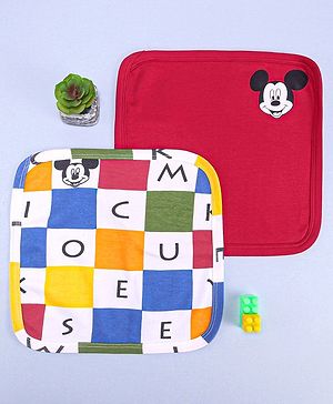 Babyoye Disney  Hand & Face Towel With Mickey Mouse Graphic Pack of 2 L 28 x B 28 cm - Multicolor