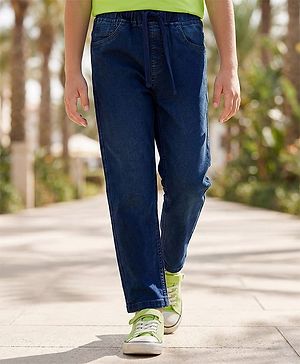 Pine Kids Denim Woven Washed Full Length Solid Colour Jeans - Navy Blue