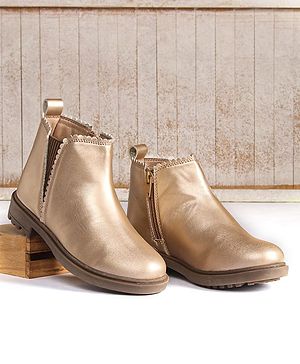 Pine Kids Slip On Winter Boots with Zipper Closure - Tan