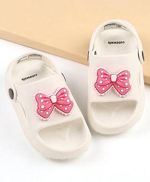 Cute Walk by Babyhug Clogs With Bow Applique - White Cute Walk by Babyhug Clogs With Bow Applique - White