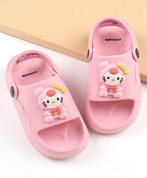 Cute Walk by Babyhug Clogs With Kitty Applique - Pink