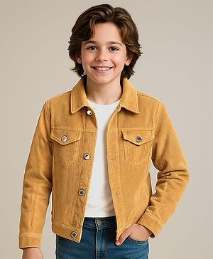 Pine Kids  Cotton Woven Full Sleeves    Jacket - Mustard