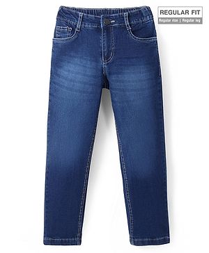 Pine Kids Woven Full Length Solid Jeans - Navy Blue