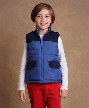 One Friday Sleeveless Front Open Jacket - Blue