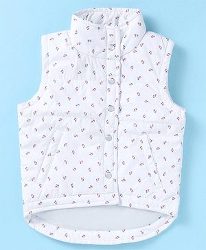 Under Fourteen Only Sleeveless Floral Printed Jacket - White