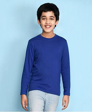 NUSYL Cotton Blend Full Sleeves Solid Tee  - Royal Blue