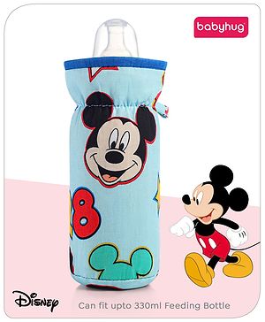 Babyhug Disney Feeding Bottle Cover Smiley Mickey Face Print Large - Blue