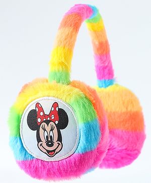 Babyhug Fur Rainbow Design Ear Muffs with Minnie Mouse Patch - Multicolor