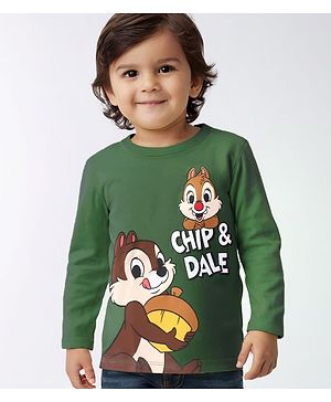 Babyhug Single Jersey Knit Full Sleeves T-Shirt With Chip N Dale Graphics - Green
