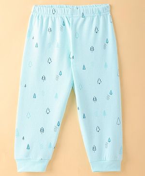 Ollypop Cotton Thermal Full Length Inner Bottom Wear Tree Print - Blue