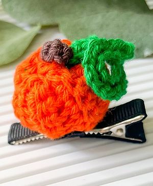 Bobbles & Scallops Halloween Theme Pumpkin Crocheted Hair Clip - Orange