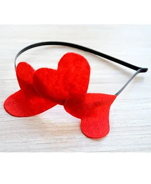 Pretty Ponytails Valentine Love Heart Hairband - Red