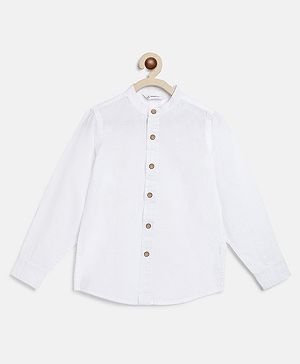 Campana 100% Cotton Full Sleeves Solid Shirt - White