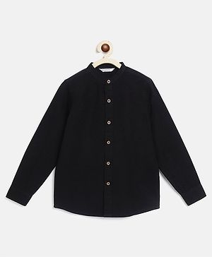 Campana 100% Cotton Full Sleeves Solid Shirt - Black