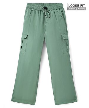 Pine Kids Cotton Woven Full Length Solid Trouser - Mint