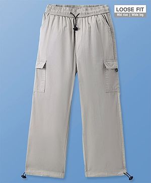 Pine Kids Cotton Woven Full Length Solid Trouser - Beige