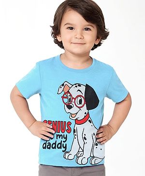 Babyhug Disney Single Jersey Knit Half Sleeves T-Shirt with 101 Dalmatians Graphics - Blue