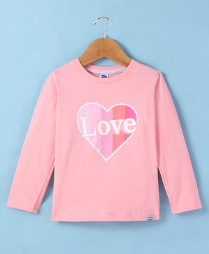 Teddy Sinker Knit Full Sleeves T-Shirt with Text Print - Pink