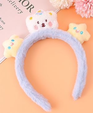 Babyhug Fur Hair Band with Star & Teddy Applique Free Size - Blue