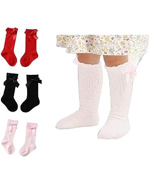 MOMISY Pair of 3 Knee High Socks - Multi Color