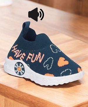 Lil Lollipop Have Fun Text Detailed Musical Shoes - Navy Blue