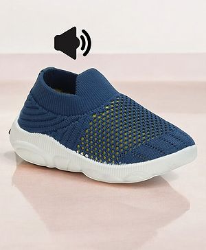 Lil Lollipop Mesh Designed Slip On Musical Shoes - Blue