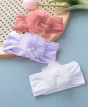 Babyhug Free Size Headbands Floral Applique Pack of 3 - Multicolor