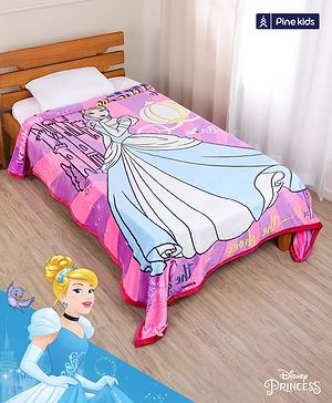 Pine Kids Disney Single Ply Fleece Blanket in Disney Princess Print - Pink