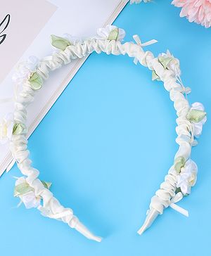 Pine Kids Hair Bands Floral Applique Free Size - Beige