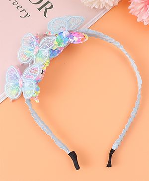 Babyhug Butterfly & Sequin Applique Hair Band - Blue
