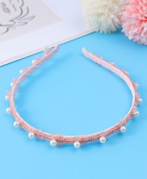 Pine Kids Hair Band with Pearl Applique Free Size - Pink