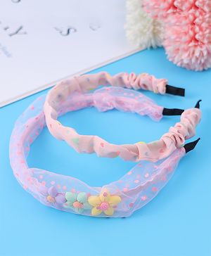 Babyhug Free Size Hair Bands with Floral Applique Pack of 2 - Light Pink