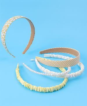 Pine Kids Free Size Hair Bands Pearl & Floral Print Pack of 5 - Multicolor
