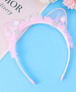 Babyhug Tiara Style Hair Band With Star Print - Pink
