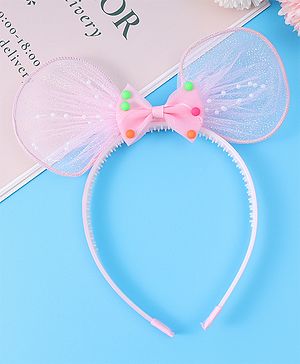 Babyhug Hair Band With Bow Applique - Pink