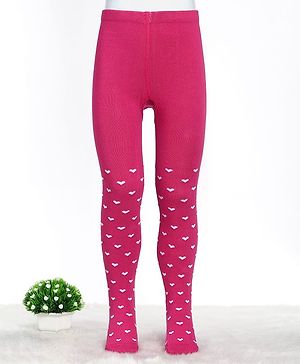 Cute Walk by Babyhug Cotton Blend Knit Antibacterial Heart Design Tights - Pink