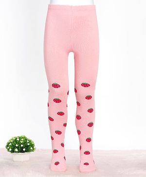 Cute Walk by Babyhug Cotton Blend Knit Strawberry Design Antibacterial Tights - Pink