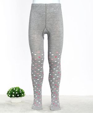 Cute Walk by Babyhug Cotton Blend Knit Ploka Dot Design Antibacterial Tights - Grey