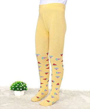 Cute Walk by Babyhug Cotton Elastane Anti Bacterial Footed Tights Watermelon Design - Mustard