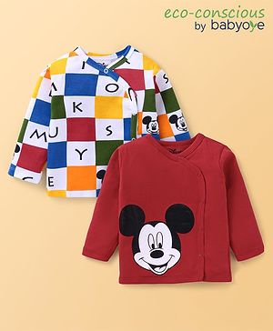 Babyoye Disney Interlock Knit Full Sleeves Jhablas with Mickey Mouse  Graphics Pack of 2 - Red & White