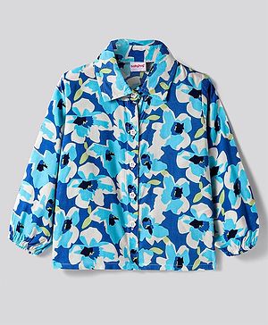 Babyhug Rayon Woven Full Sleeves Shirt Styled Top With Floral Print - Blue