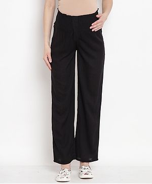 Mine4Nine Solid  Maternity Trousers -Black