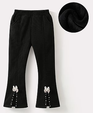 Kookie Kids Full Length Lounge Pants with Bow Applique - Black