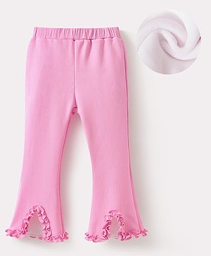 Kookie Kids Full Length Lounge Pants with Frill Detailing - Pink