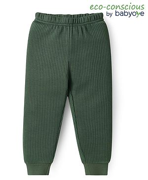 Babyoye Cotton Blend Knit Full Length Solid Color Thermal Pants - Green